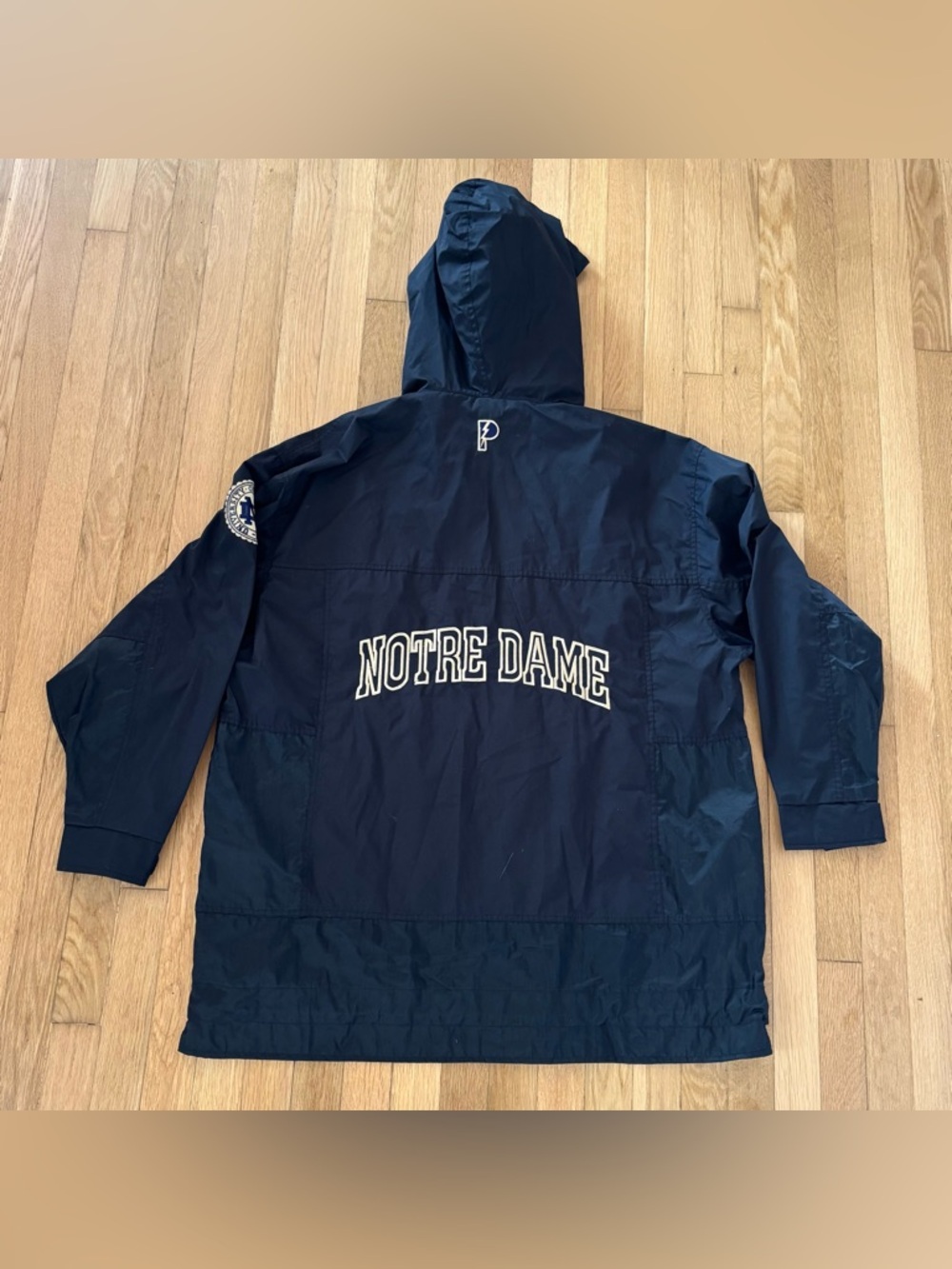 Vintage Notre Dame Jacket Pro Player Anorak Quarterzip XL Black Long 90s